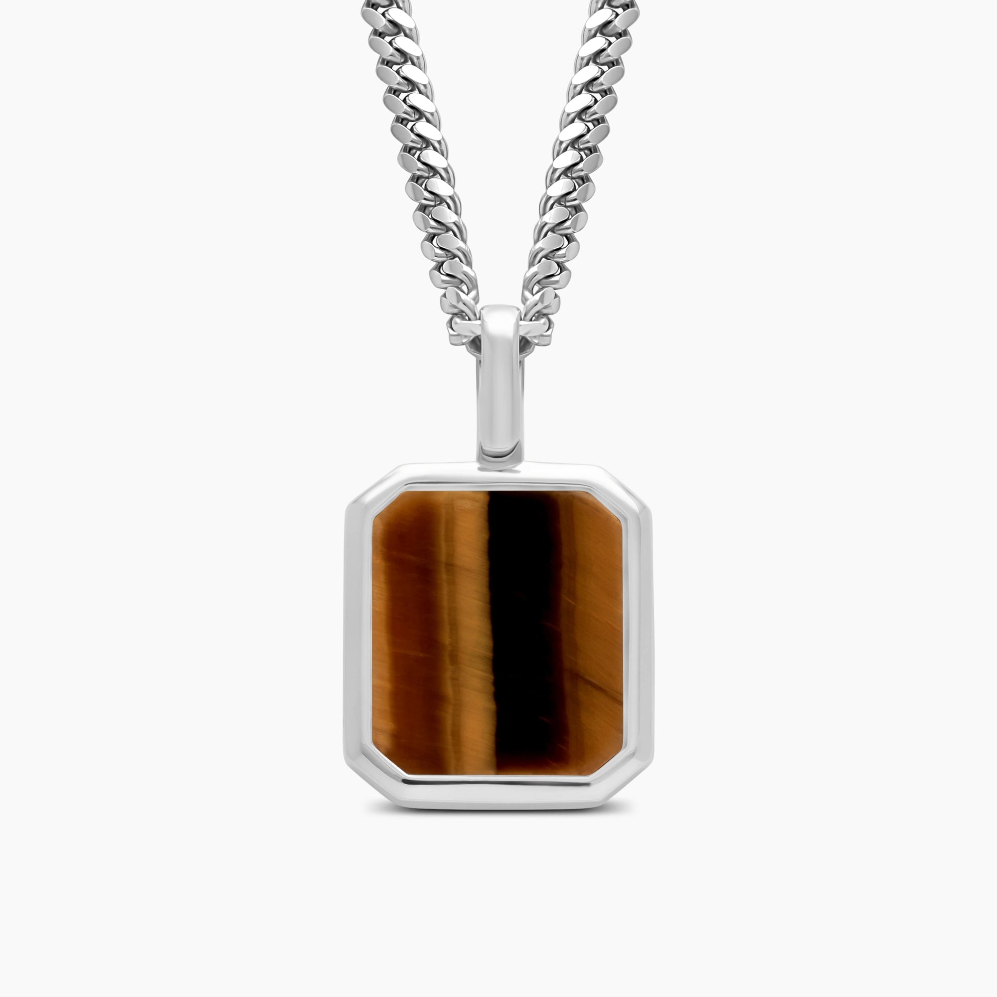 Outlet 925 Sterling Silver Created Tiger’s Eye Pendant Necklace