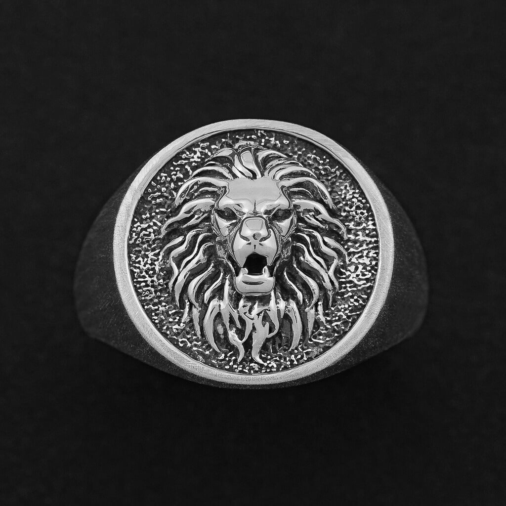 Silver Lion Ring, Lion Head Ring, Mens Lion Head Ring, Mens Signet