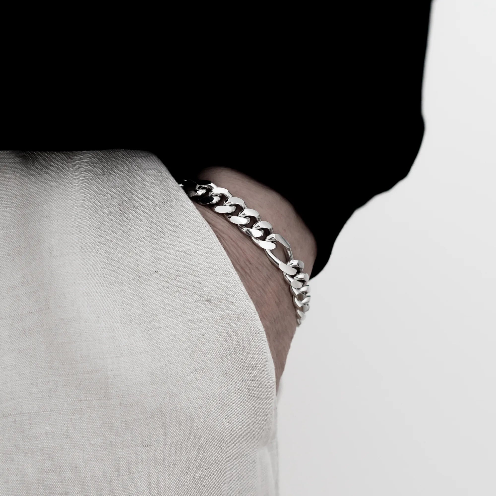 10mm Figaro Bracelet Sterling Silver