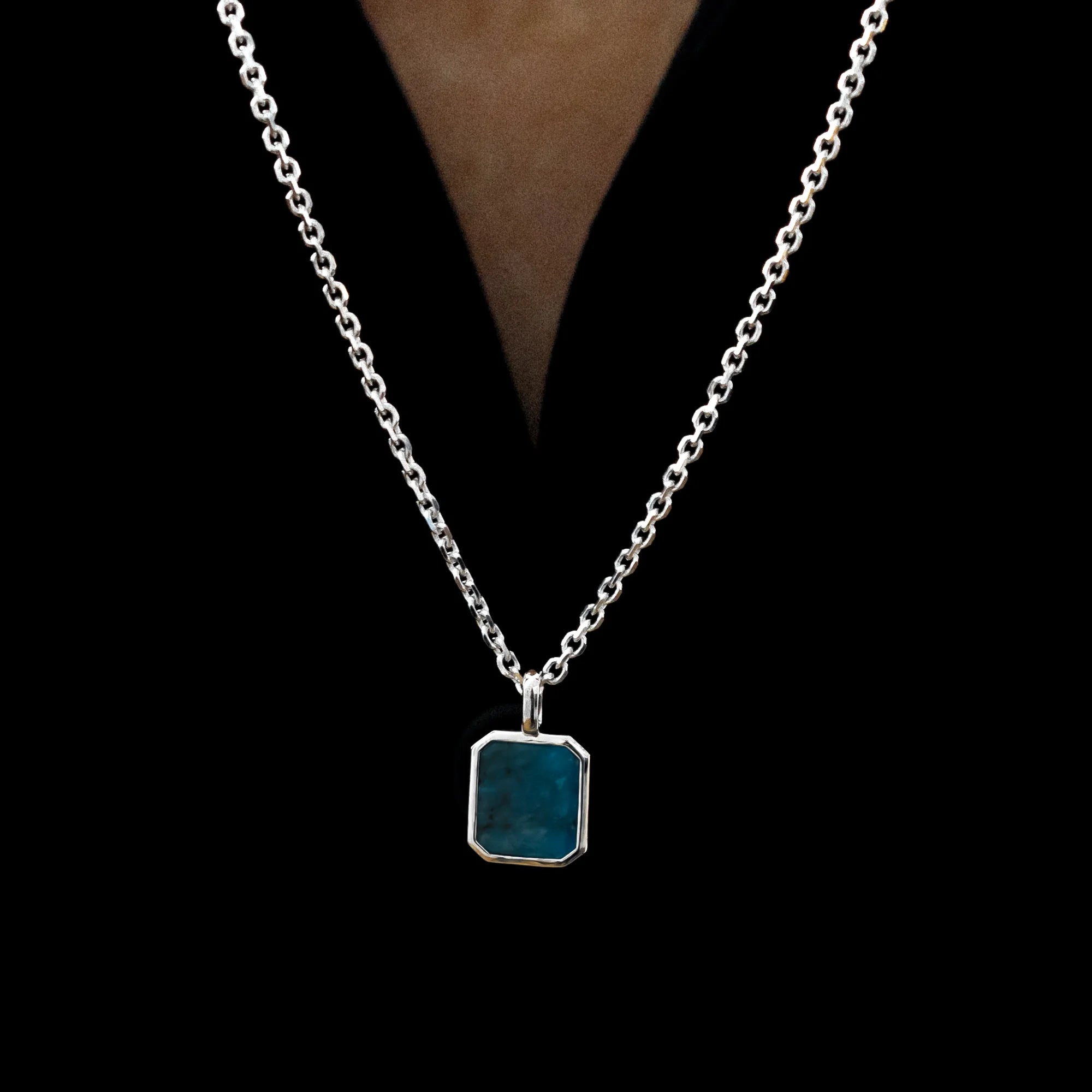 Apatite Pendant Cable Chain Sterling Silver