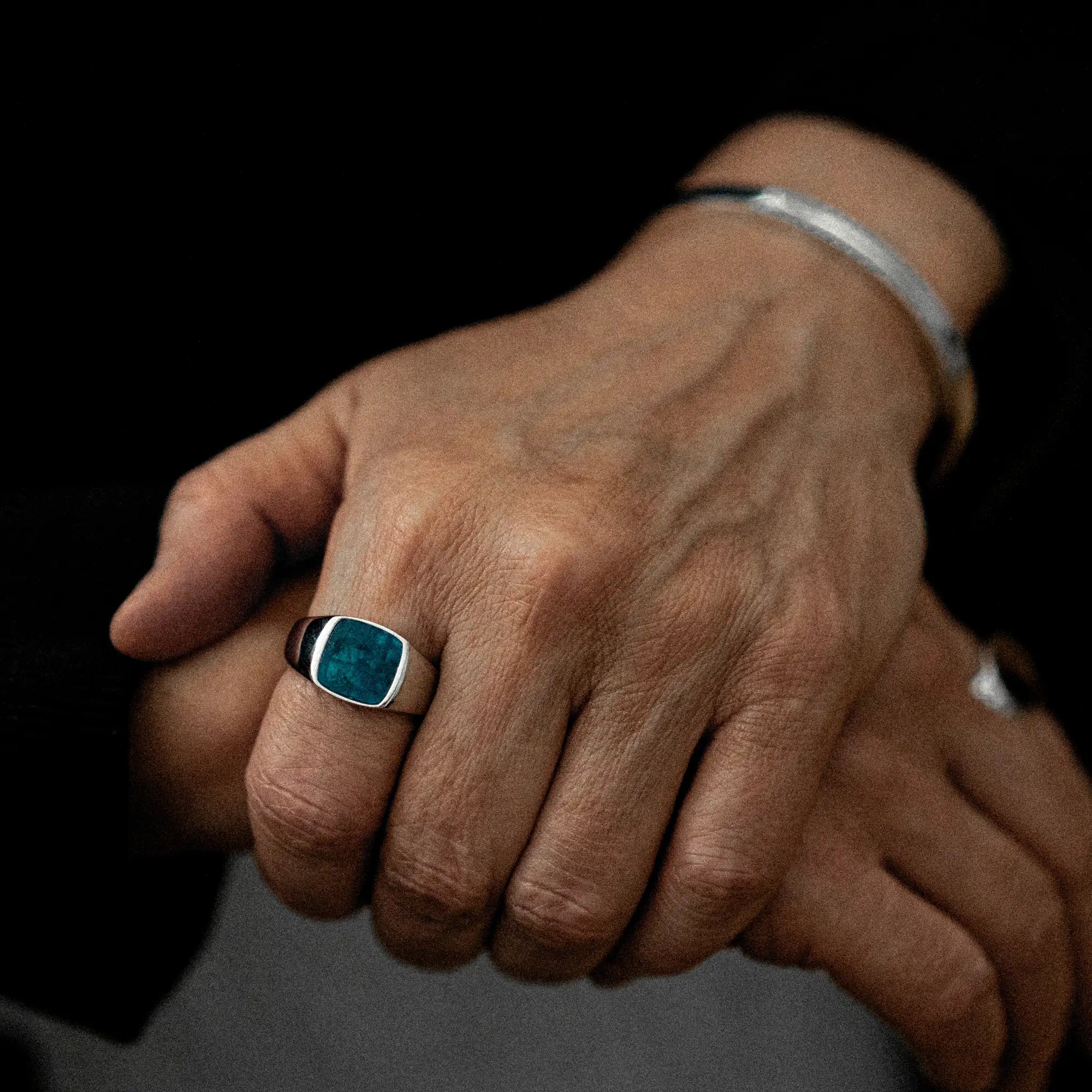 Apatite Signet Ring 12mm 925 Sterling Silver