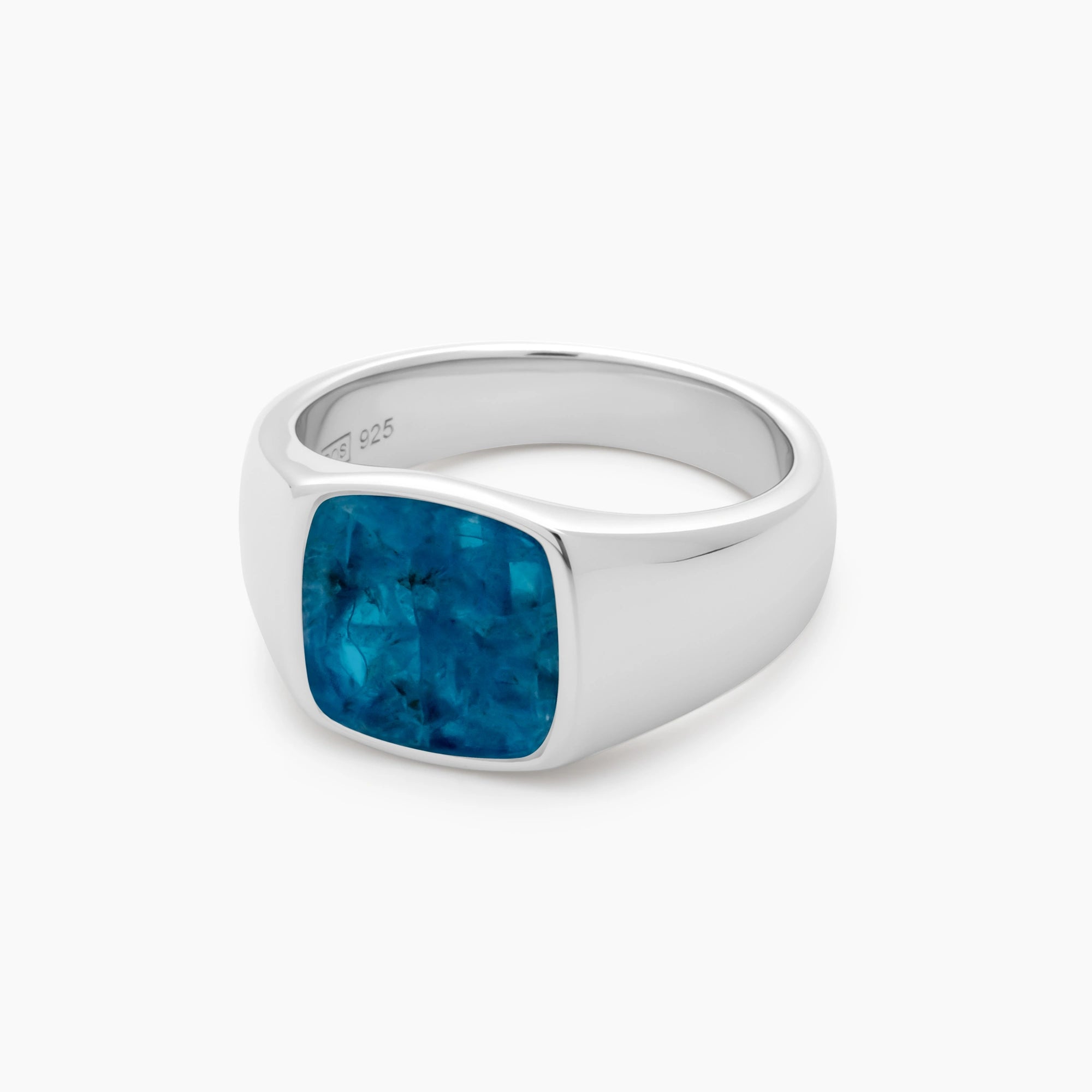 Apatite Signet Ring 12mm Sterling Silver - Side