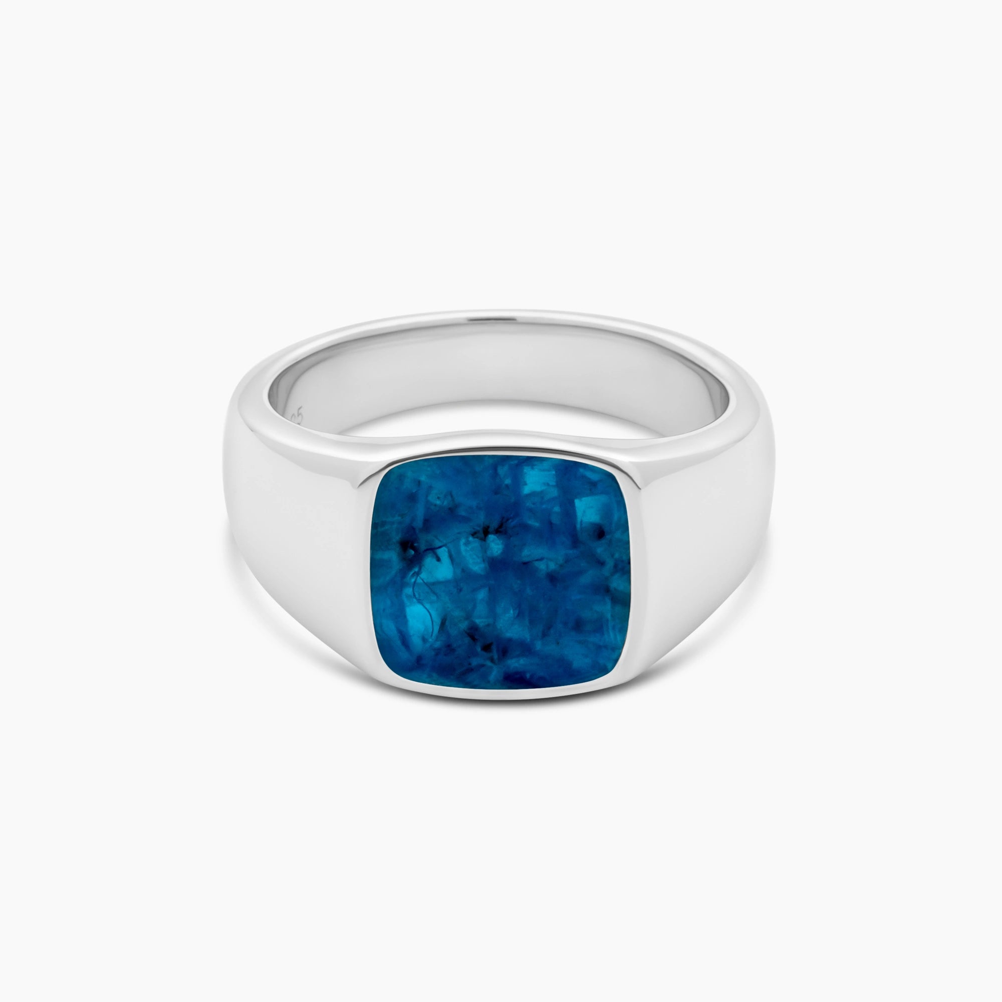 Apatite Signet Ring 12mm Sterling Silver