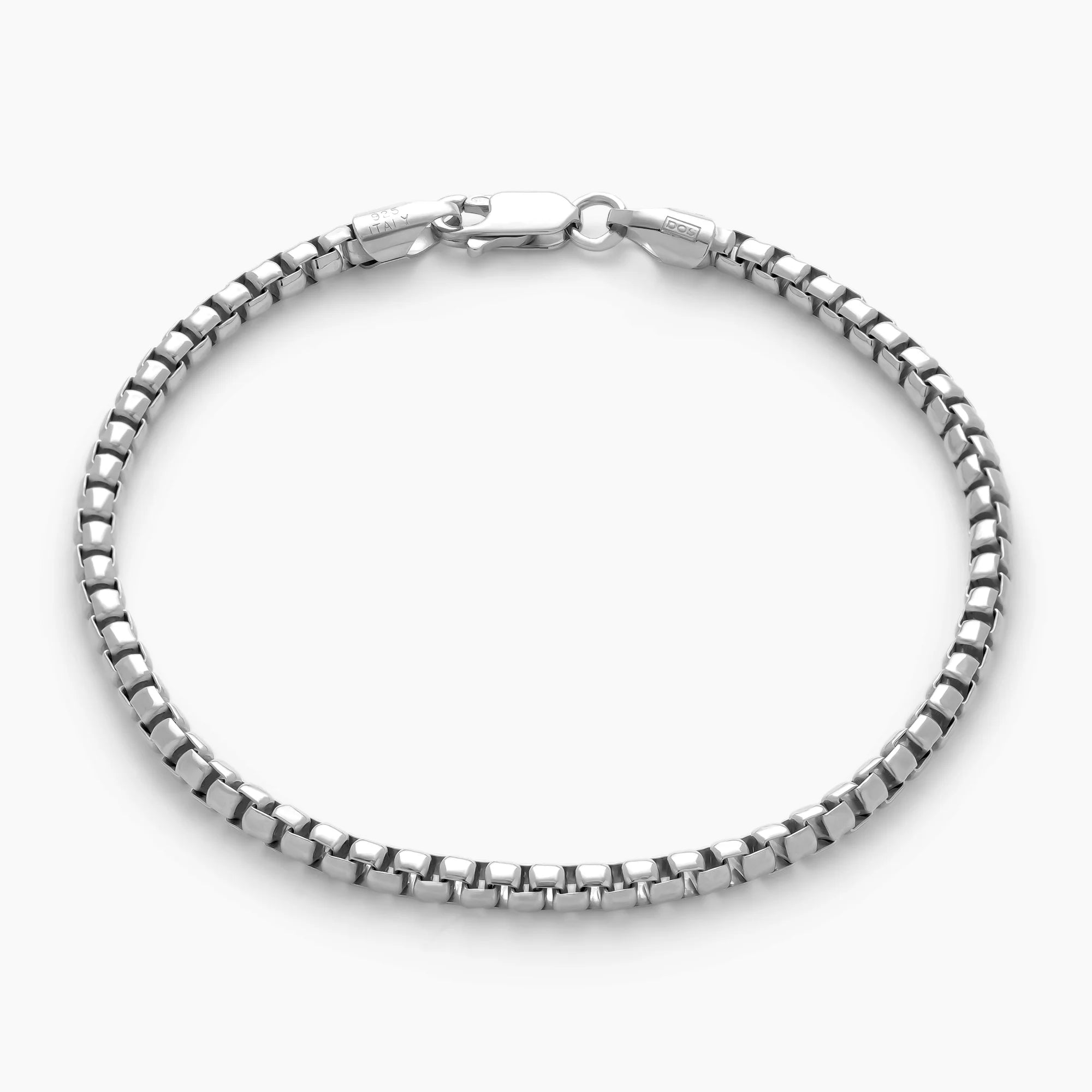 Box Bracelet 3mm in 925 Sterling Silver