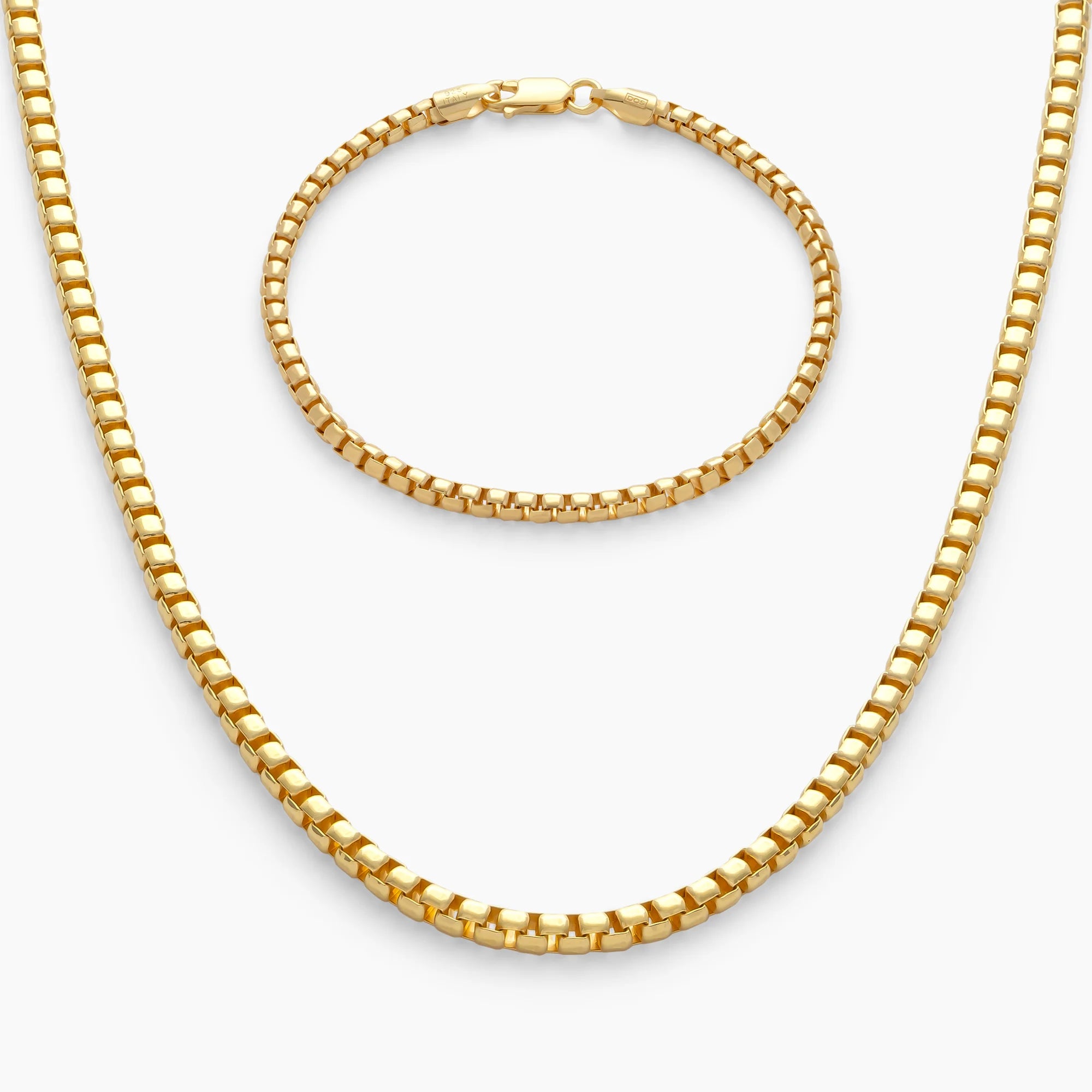 Box Chain Set 3mm in 18k Gold Vermeil