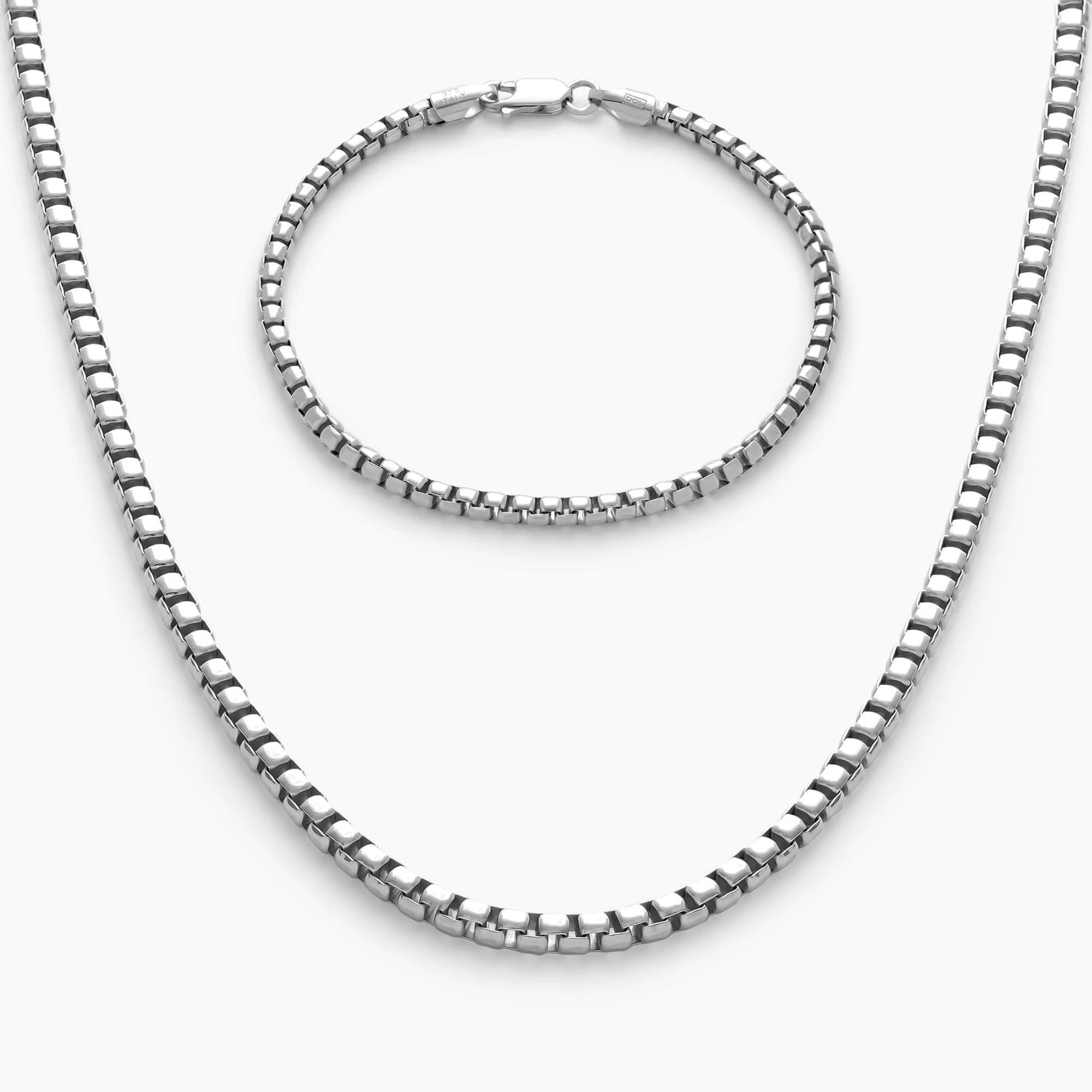 Box Chain Set 3mm in 925 Sterling Silver