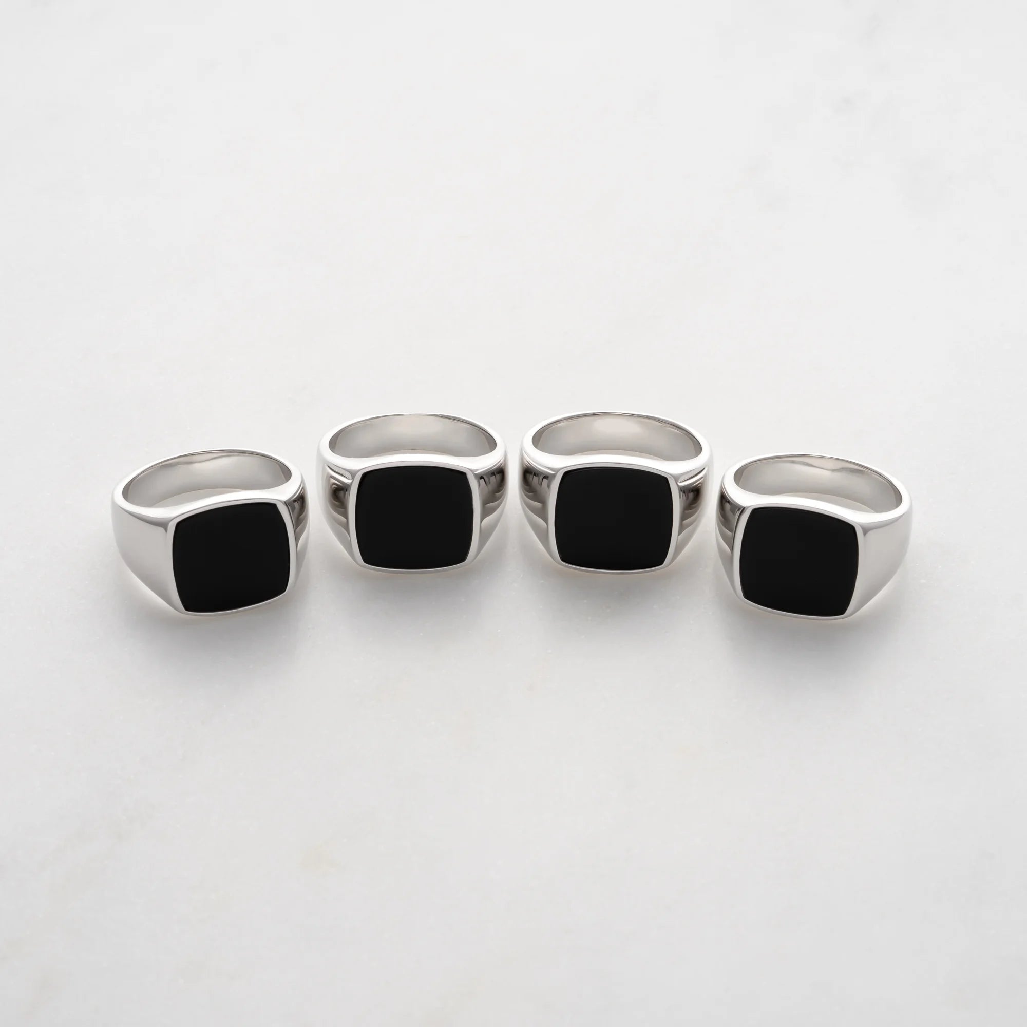 Collection of Sterling Silver Onyx Signet Rings