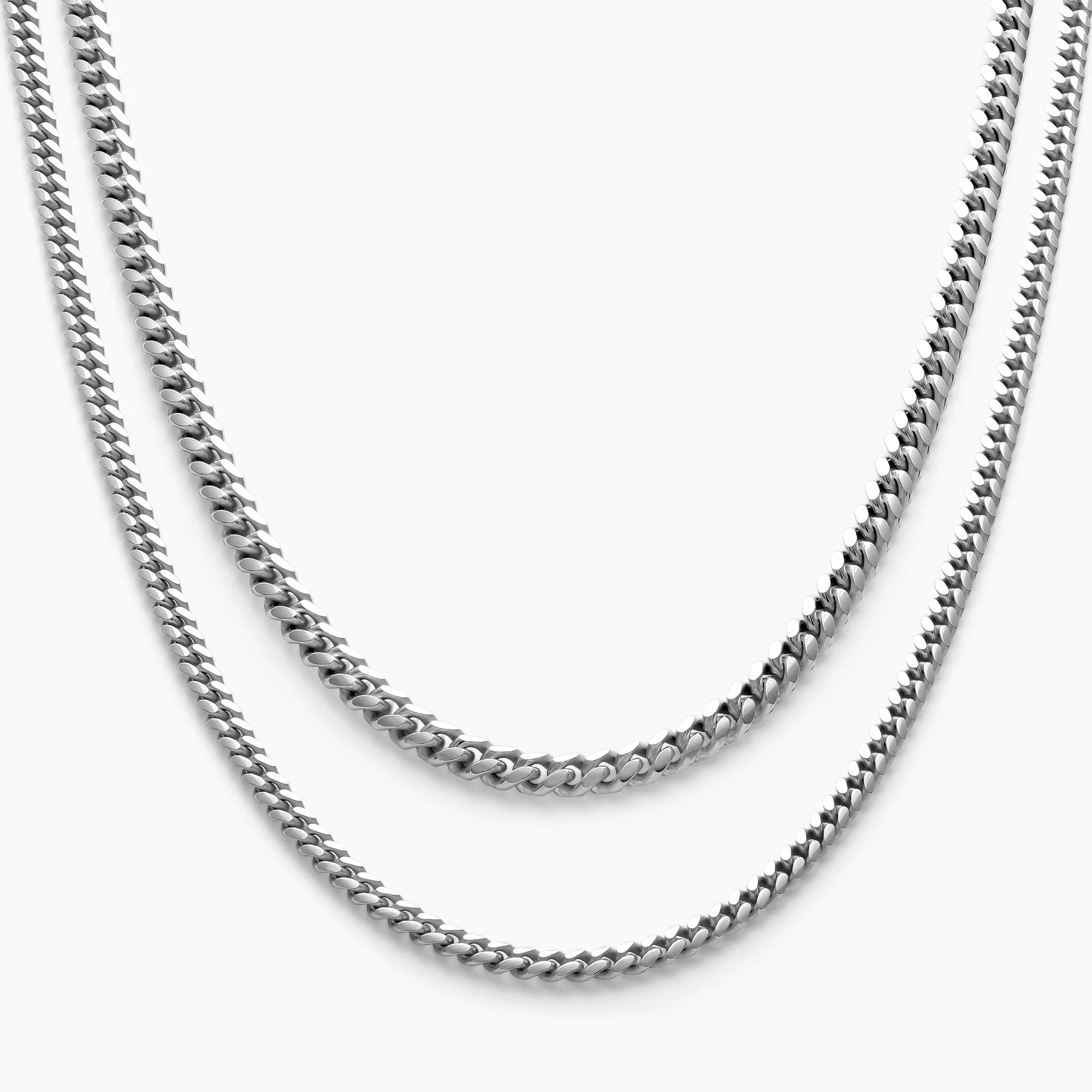 Cuban Link Chain Stack in 925 Sterling Silver