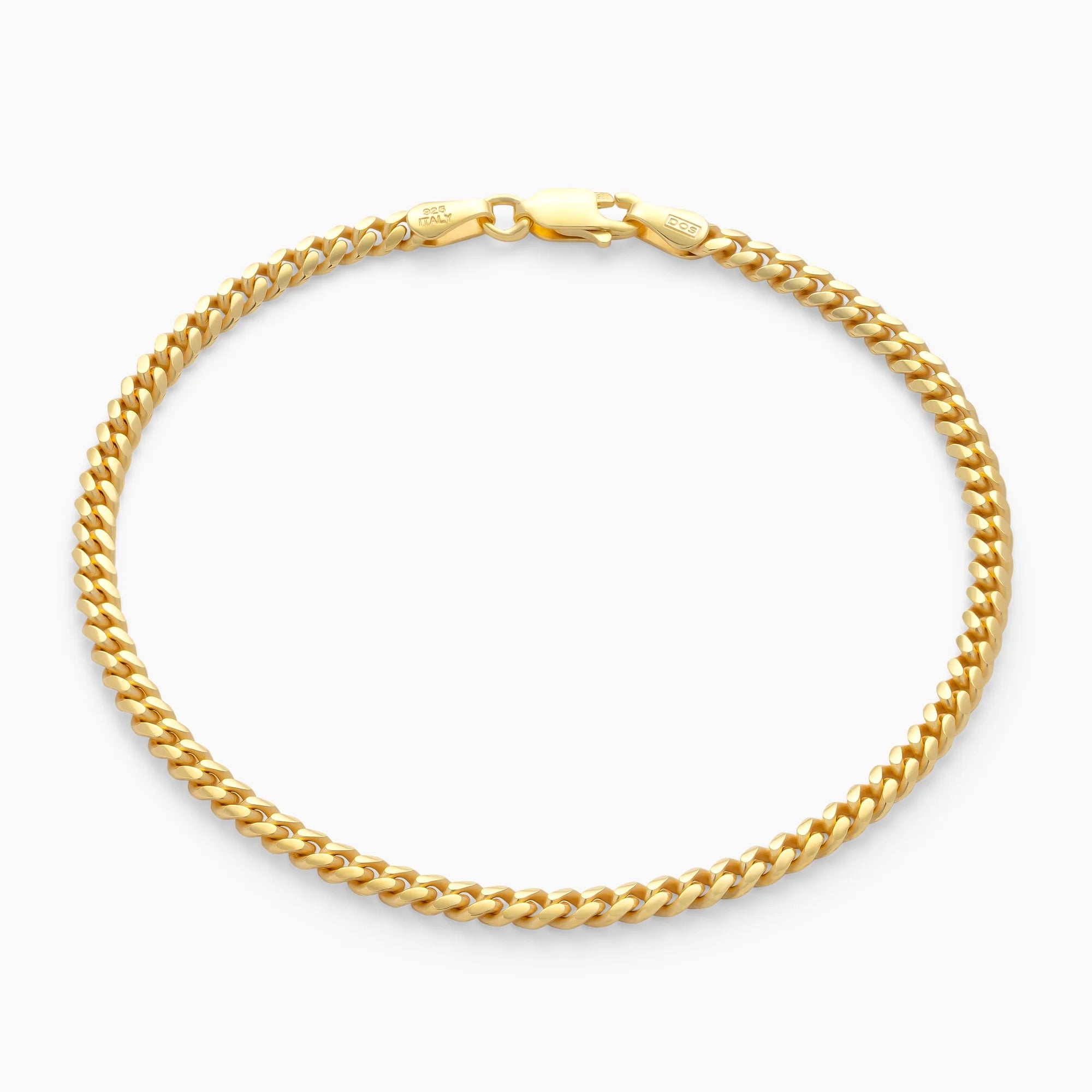 Cuban Link Bracelet 3mm in 18k Gold Vermeil