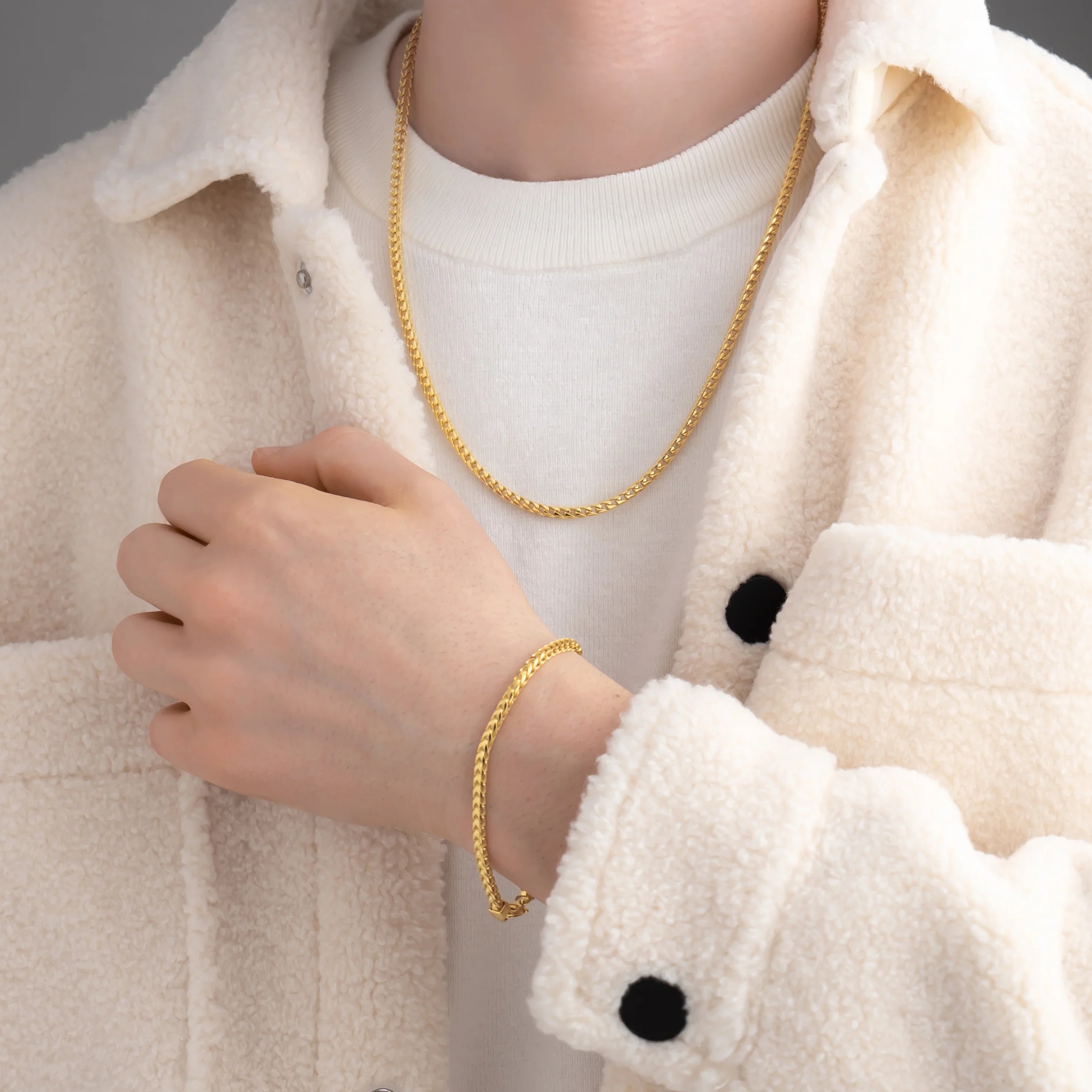 Franco Chain Set 3mm in 18k Gold Vermeil on Model