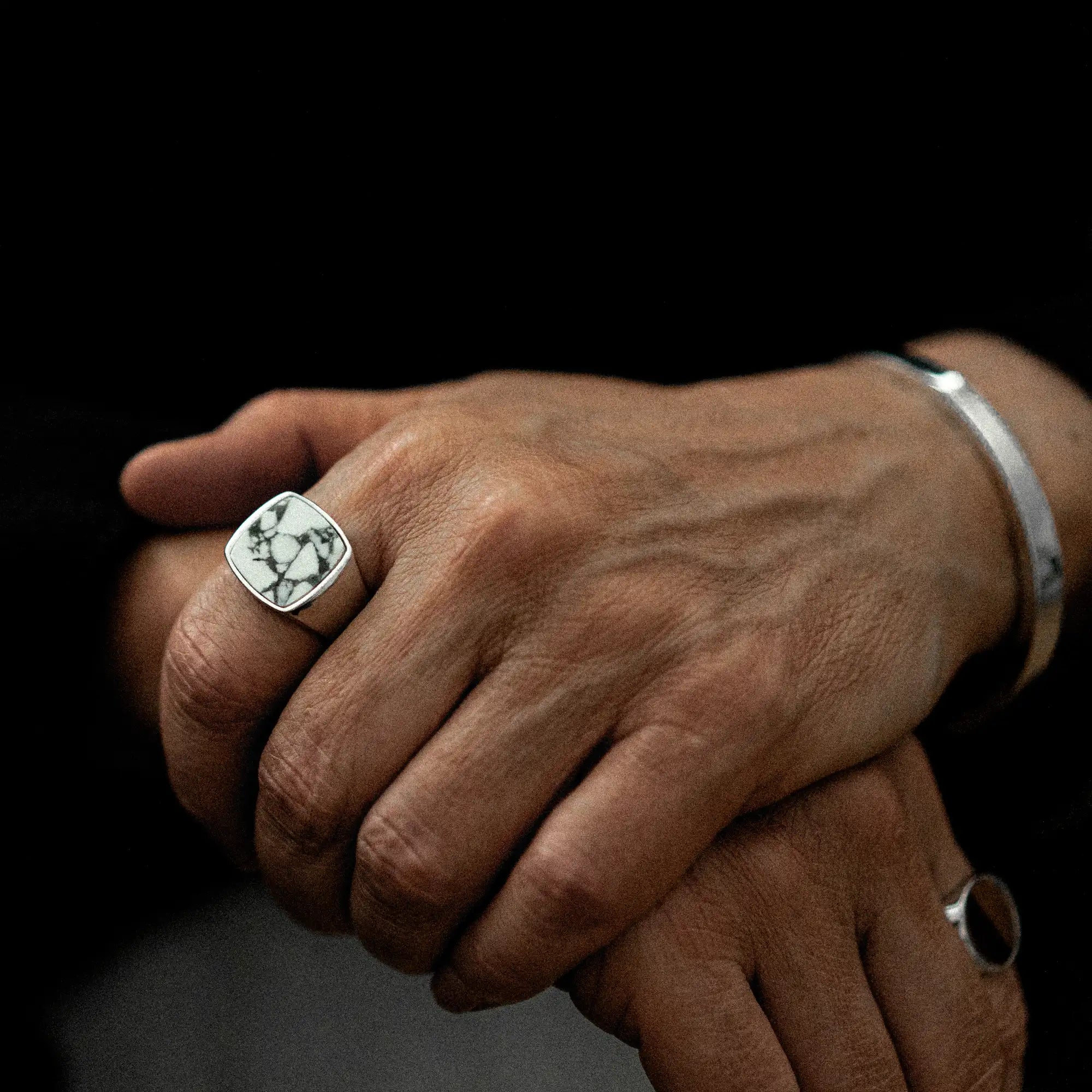 Howlite Signet Ring 17mm Sterling Silver