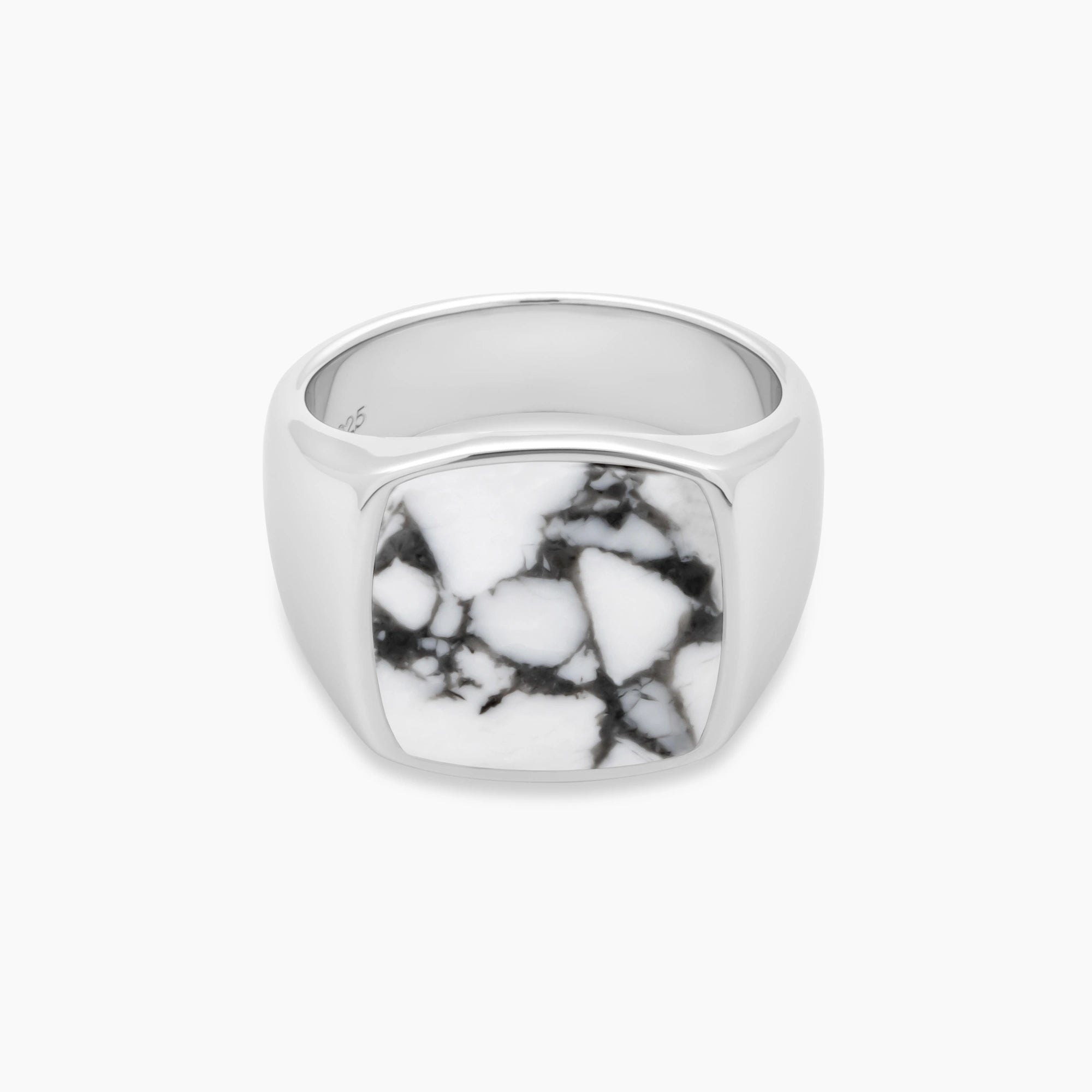 Howlite Signet Ring 17mm Sterling Silver