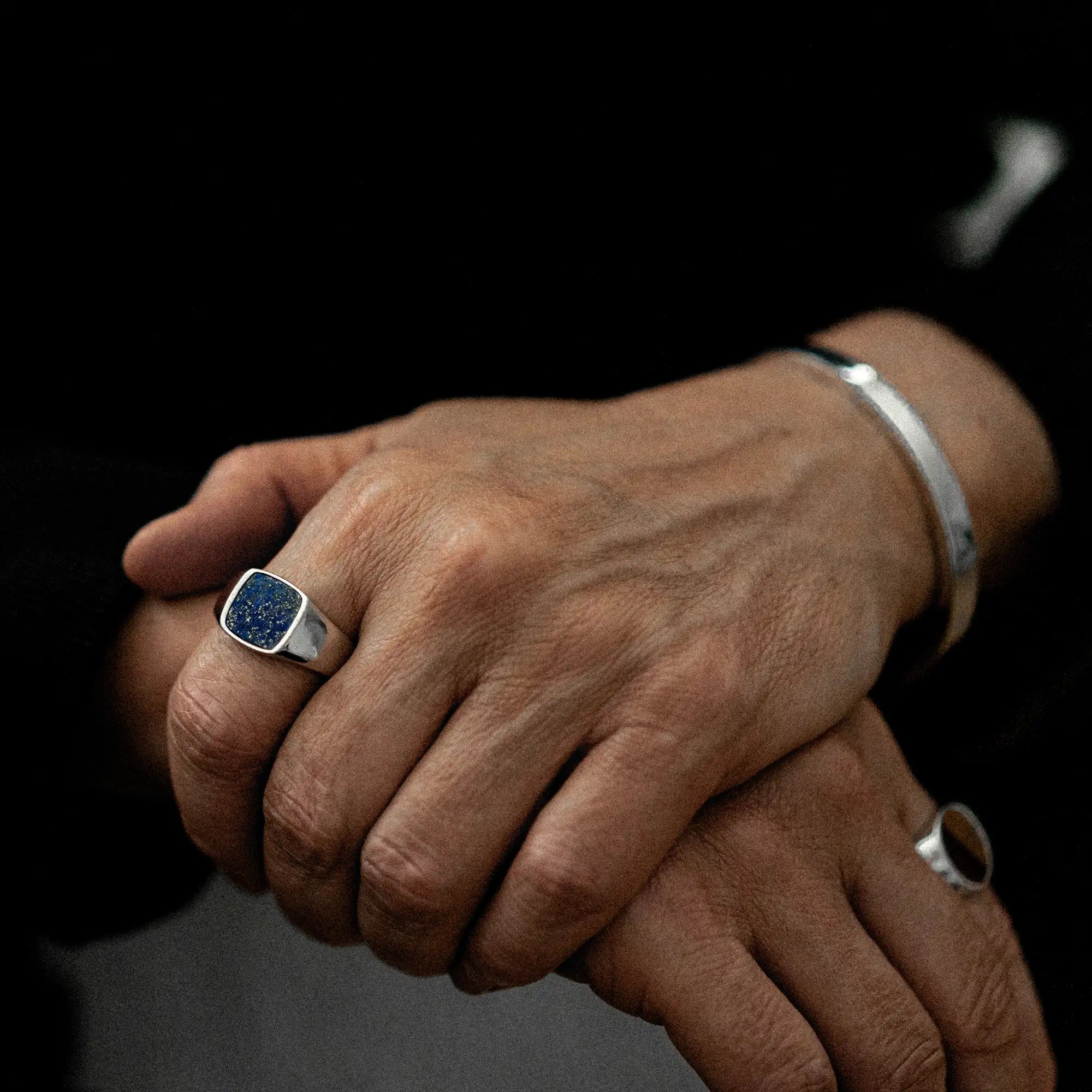 Lapis Signet Ring 12mm Sterling Silver