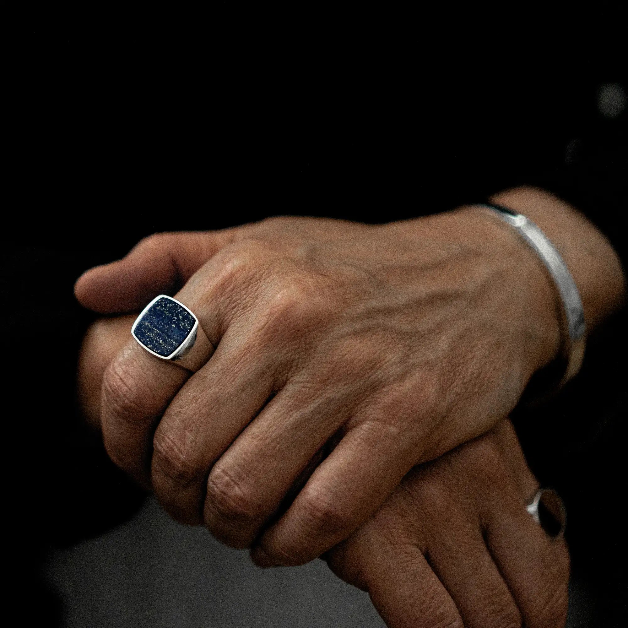 Lapis Signet Ring 17mm Sterling Silver