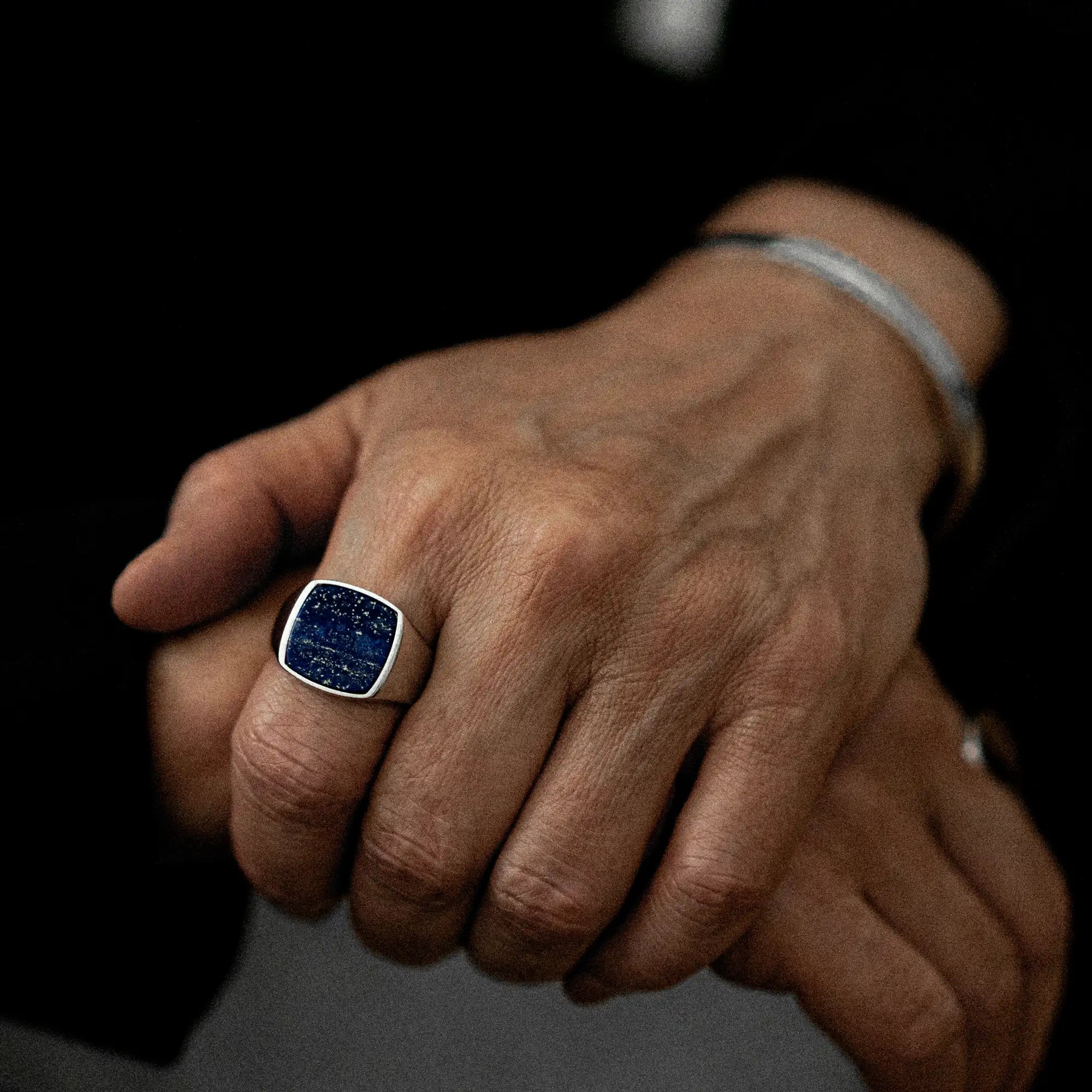 Lapis Signet Ring 17mm Sterling Silver