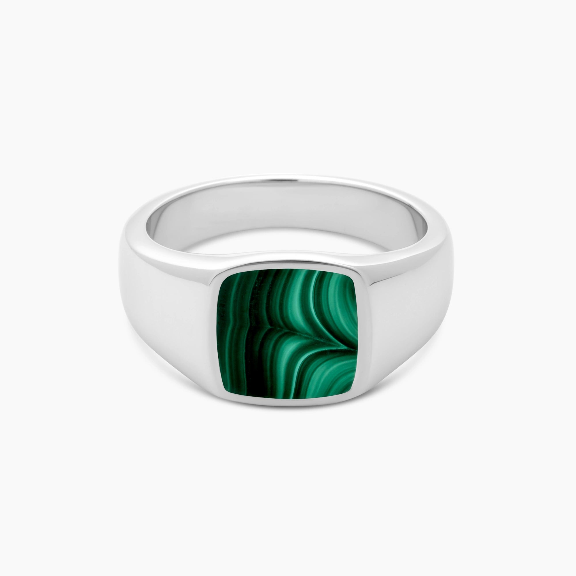 Malachite Signet Ring 12mm Sterling Silver