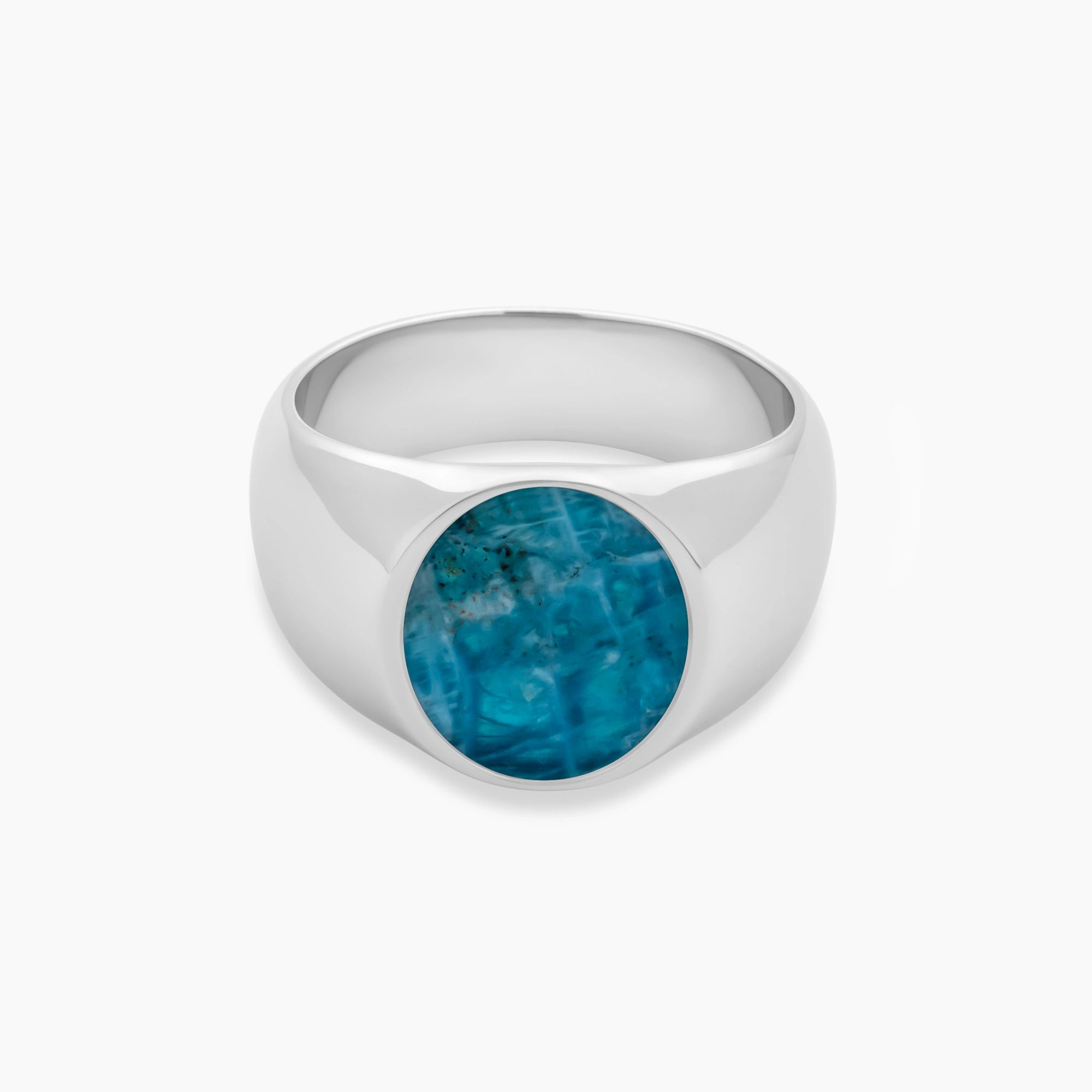 Oval Apatite Signet Ring 15mm Sterling Silver