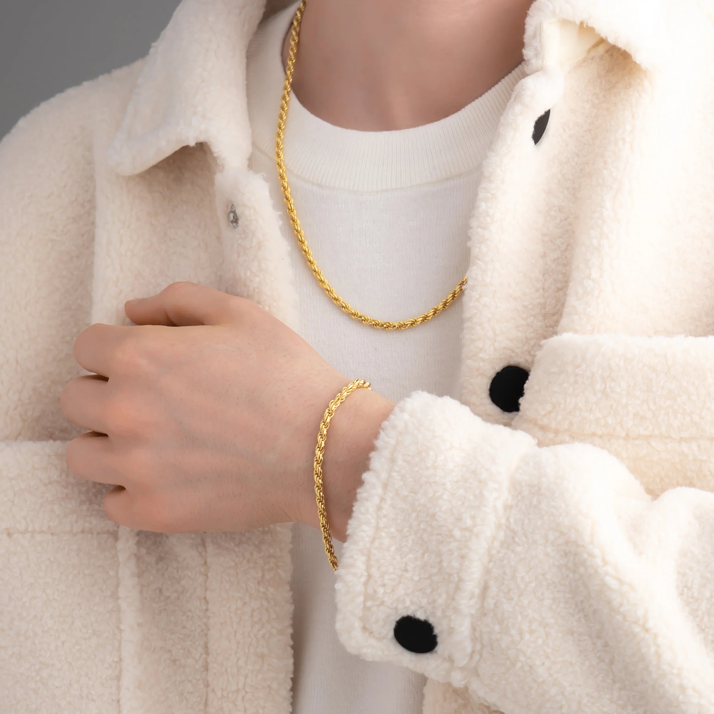 Rope Chain Set 3mm in 18k Gold Vermeil on Model