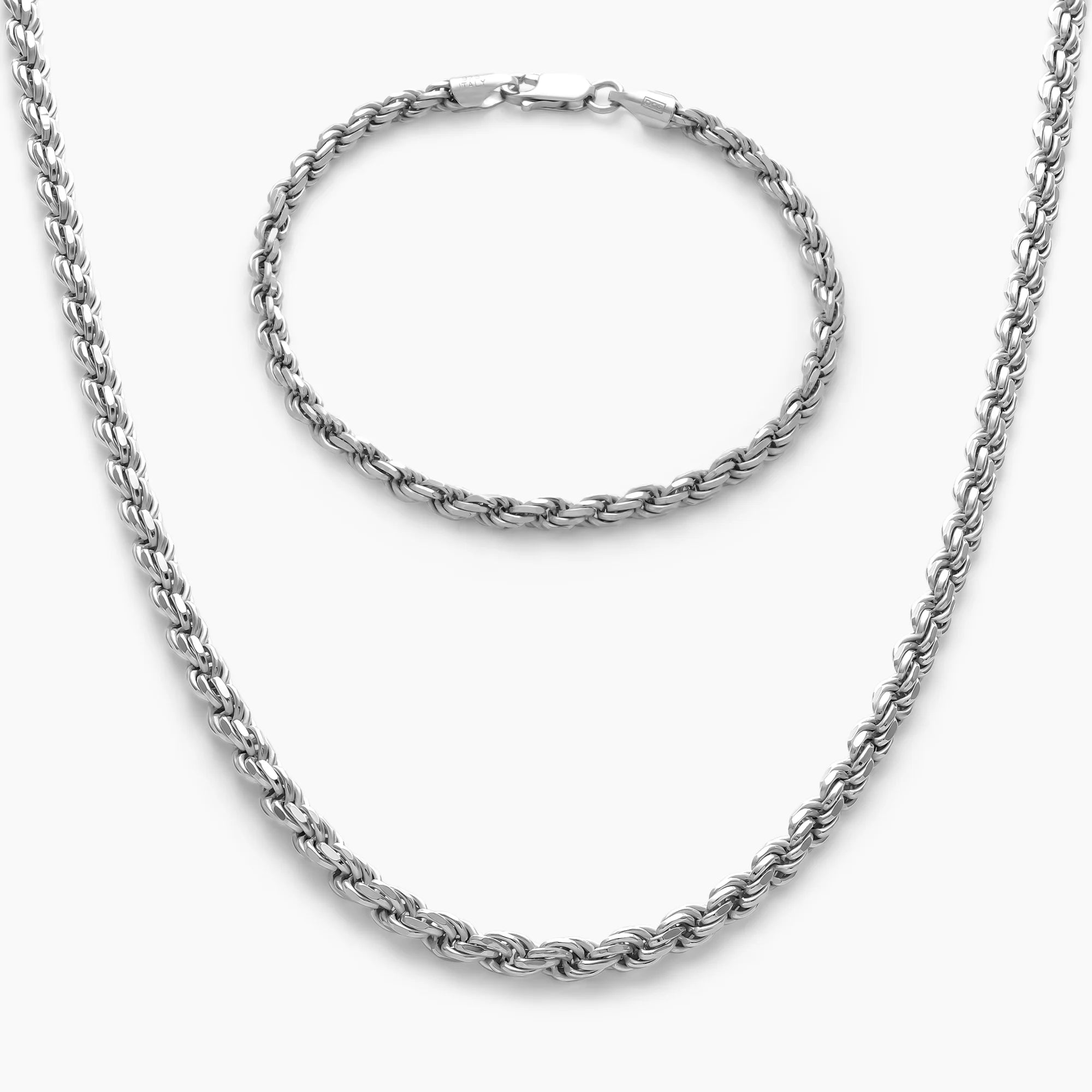 Rope Chain Set 4mm in 925 Sterling Silver