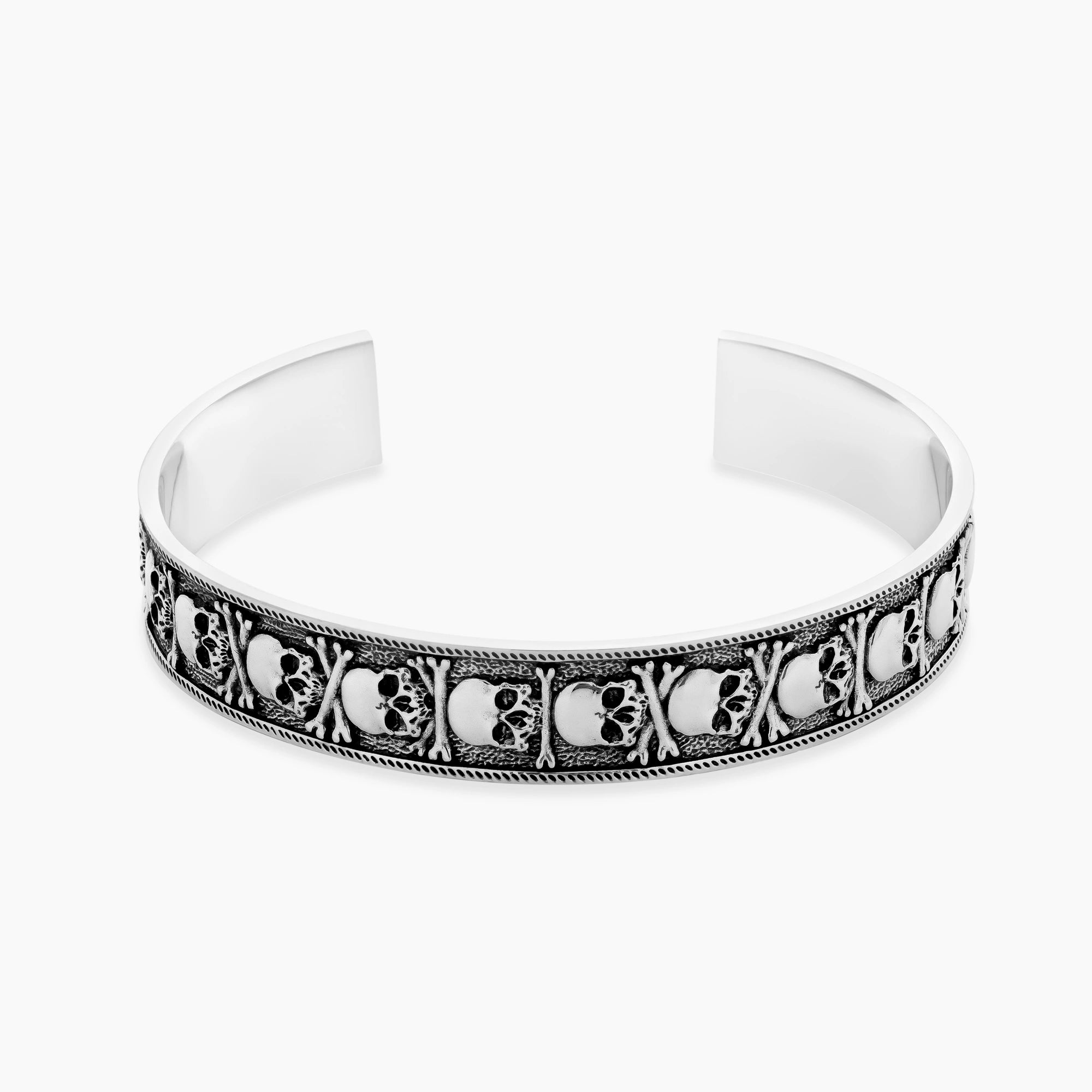 Skull Bones Cuff Bracelet Sterling Silver